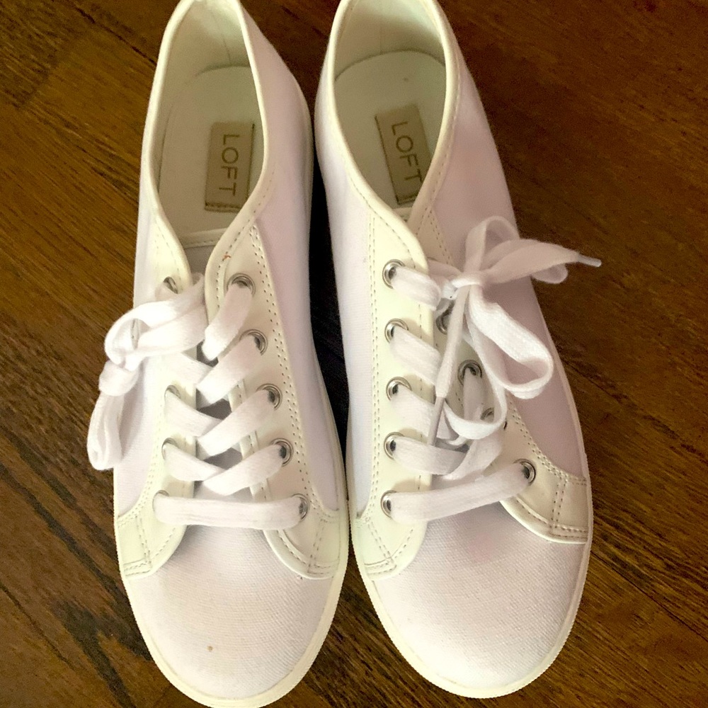 White canvas sneakers the loft